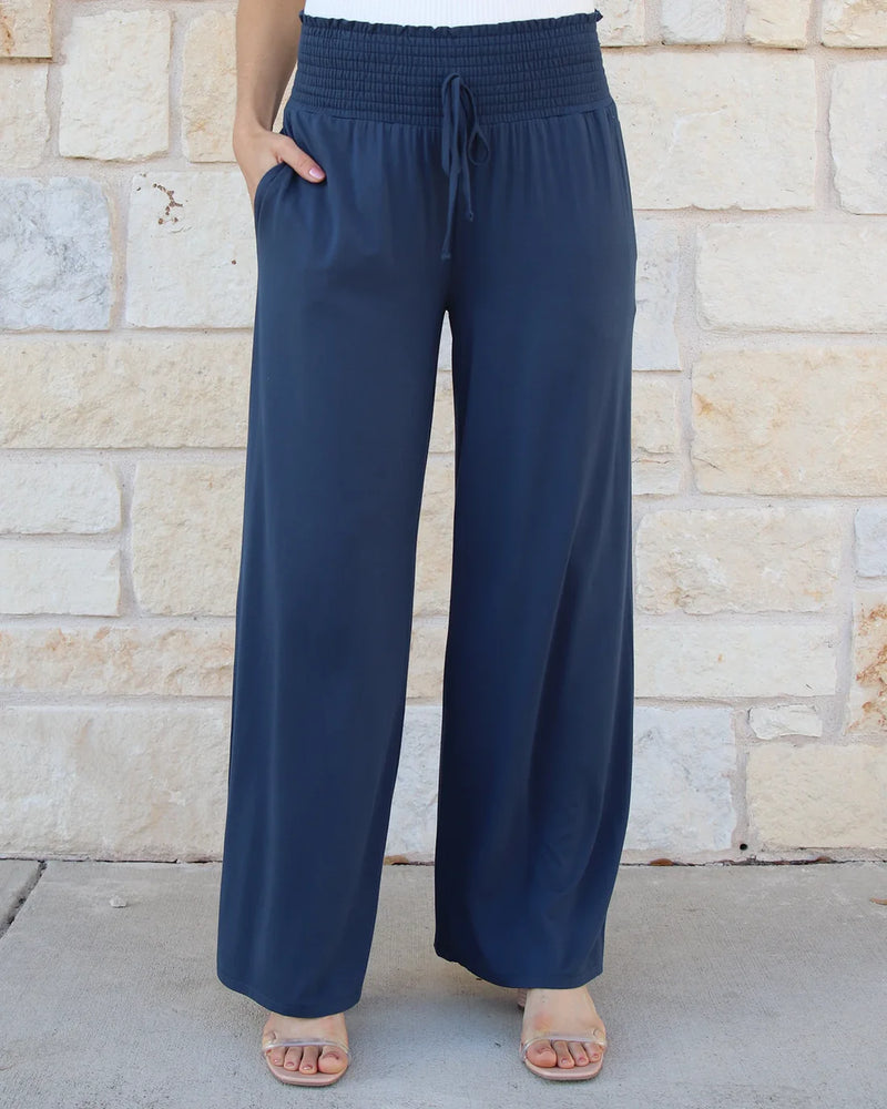 Smocked Wide Leg Lounge Pants