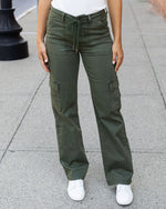 Sueded Twill Cargo Pants - Deep Green