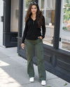 Sueded Twill Cargo Pants - Deep Green