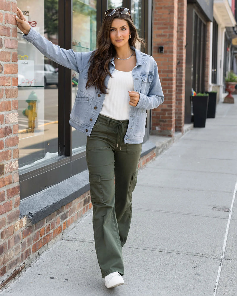 Sueded Twill Cargo Pants - Deep Green