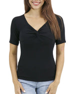 Sweetheart Short Sleeve Top in Black