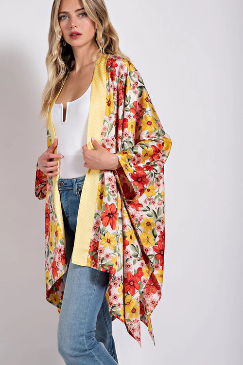Side Slit Floral Kimono