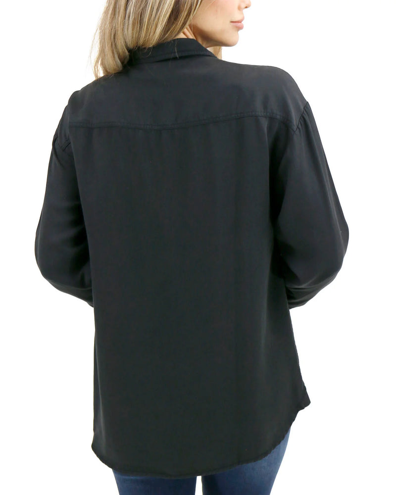 Tencel Lyocell Utility Shirt Jacket - Black