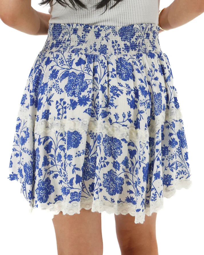 Smocked Skort in Toile Print