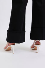 High Waist Retro Wide Leg w/Cuff BK