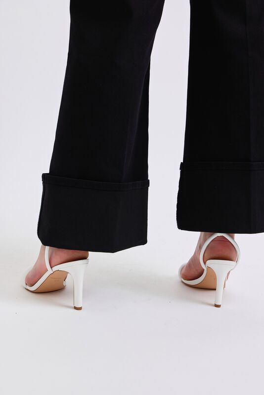 High Waist Retro Wide Leg w/Cuff BK