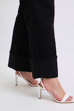High Waist Retro Wide Leg w/Cuff BK