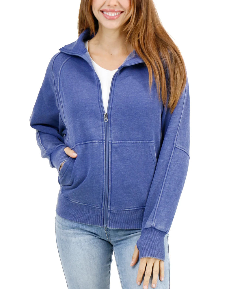 Vintage Washed Zip Up Sweatshirt