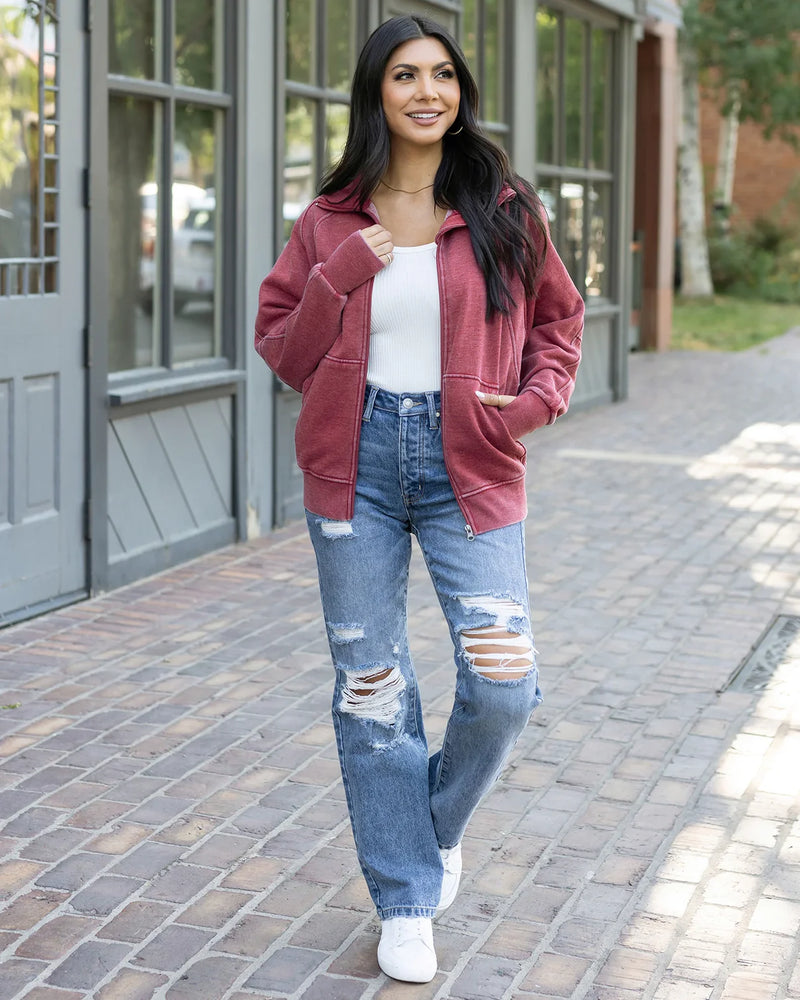 Vintage Washed Zip Up Sweatshirt