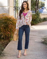 Whimsical Tie Front Blouse - Ivory Floral