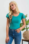 Lace Sleeve Knit Top - Emerald