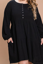 Gauze Tiered Dress - Black