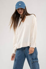 Raw Edge Knit Top - Cream