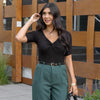 Sweetheart Short Sleeve Top in Black