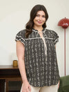 Floral Tie Front Ruffle Blouse