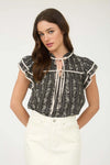 Floral Tie Front Ruffle Blouse