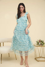 Ruffle Trim Midi Dress - Sage
