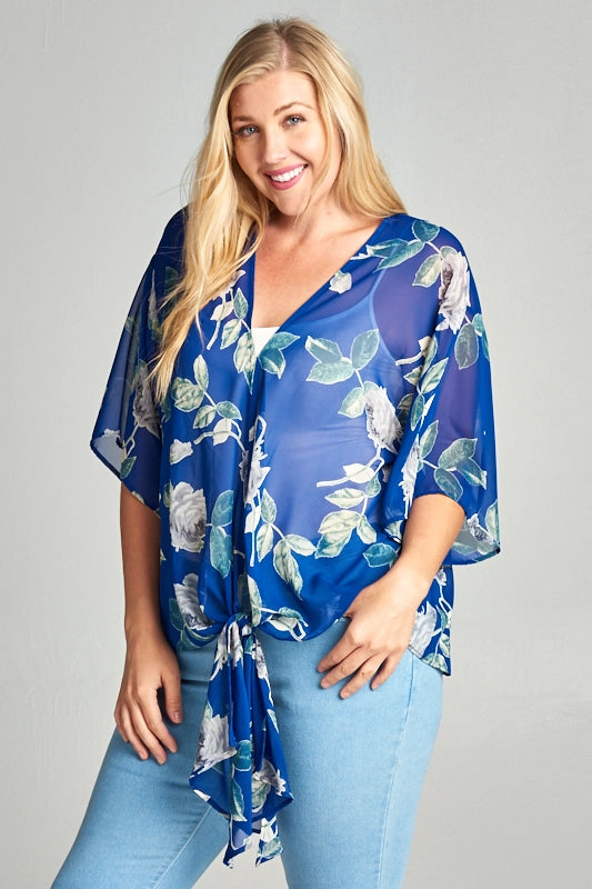 Floral Chiffon Tie Up Top