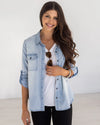 Stretch Chambray Button Up - Light Wash