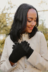 Ribbed Wrist-Warmer Faux Suede Gloves