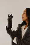 Ribbed Wrist-Warmer Faux Suede Gloves