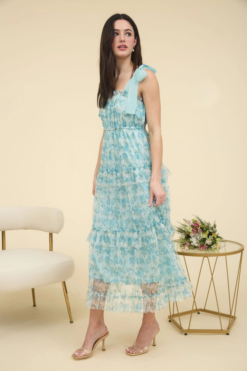 Ruffle Trim Midi Dress - Sage
