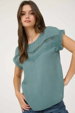 Lace Trim Yoke Top
