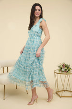 Ruffle Trim Midi Dress - Sage