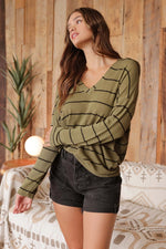 V-Neck Stripe Sweater