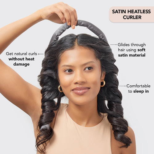 Satin Heatless Curling Set -Charcoal