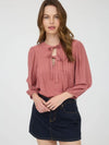 Pleated Front Tie Blouse - Terracotta