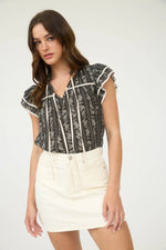 Floral Tie Front Ruffle Blouse