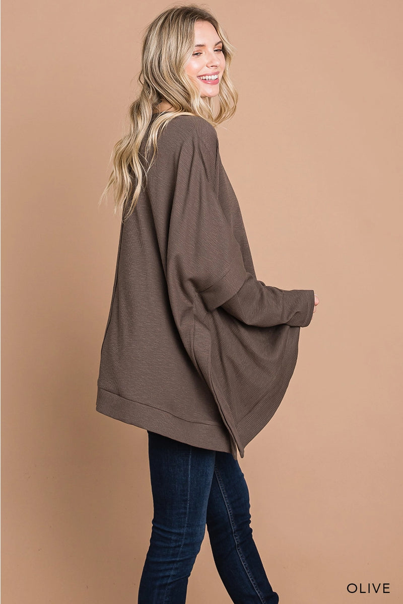 Oversize Ribbed Poncho Top