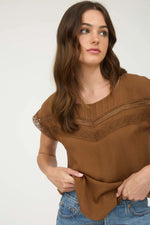 Lace Trim Yoke Top