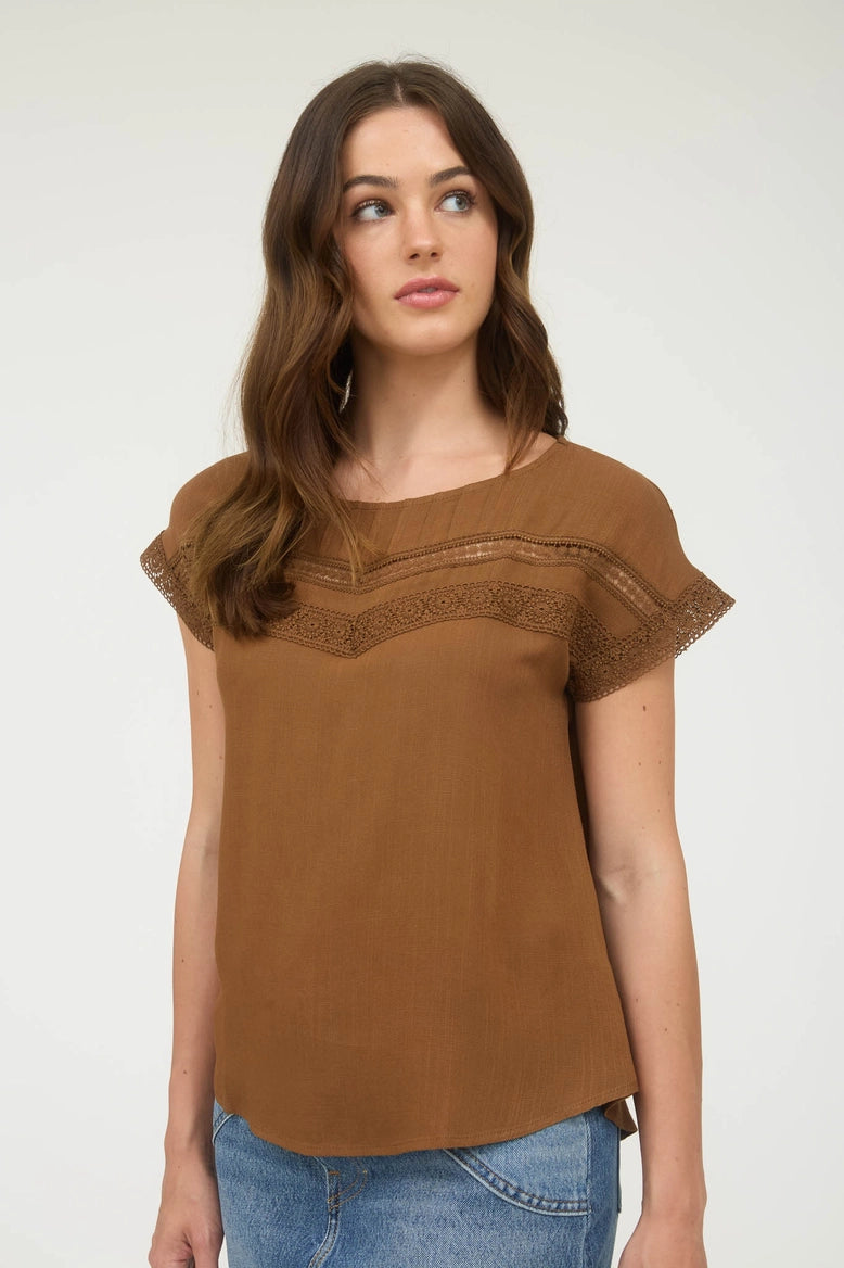 Lace Trim Yoke Top