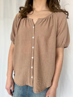 Puff Sleeve Button Top