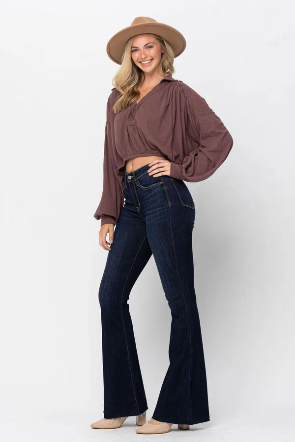 Tall High Waist Raw Hem Flare