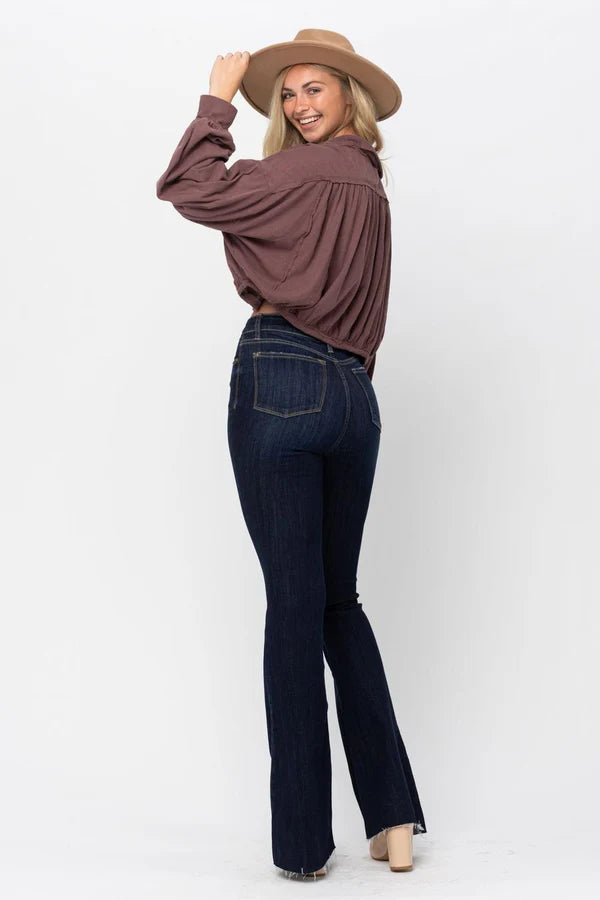Tall High Waist Raw Hem Flare