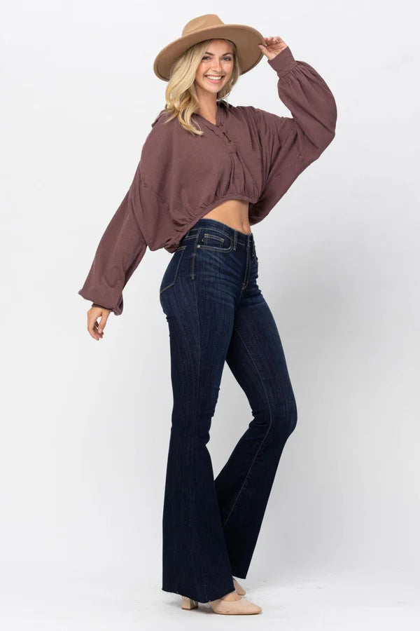 Tall High Waist Raw Hem Flare