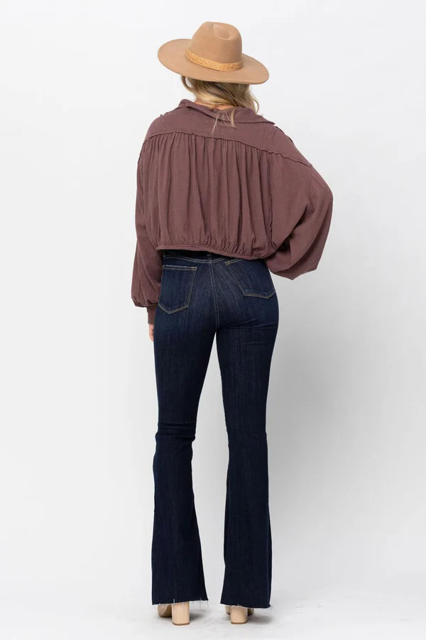Tall High Waist Raw Hem Flare