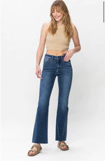 Mid Rise Contrast Wash & Cut Hem Bootcut