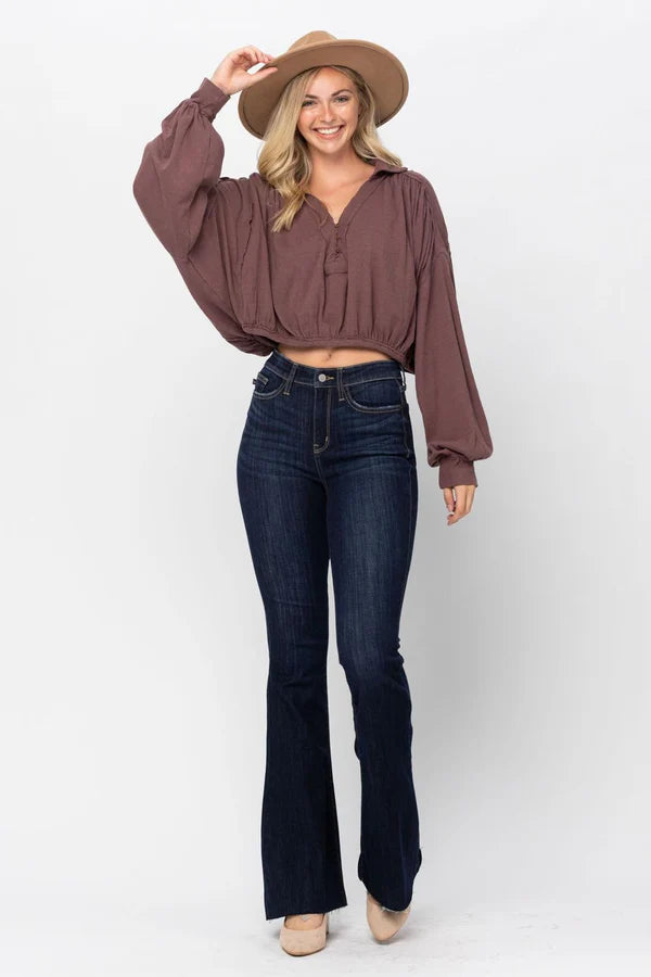 Tall High Waist Raw Hem Flare