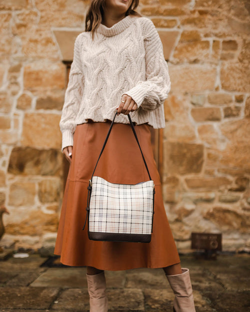 Abbey Shoulder Bag - Vanilla Plaid