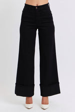 High Waist Retro Wide Leg w/Cuff BK