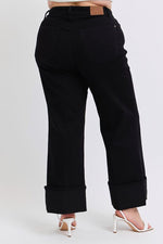 High Waist Retro Wide Leg w/Cuff BK