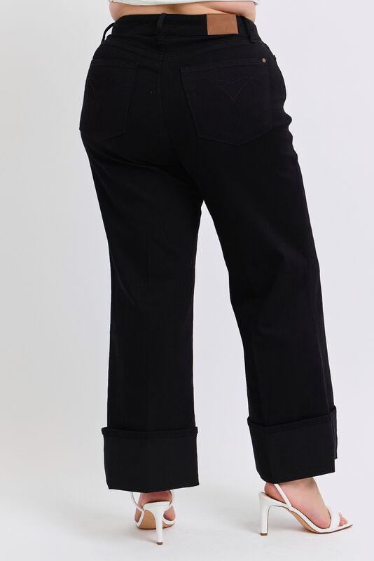 High Waist Retro Wide Leg w/Cuff BK