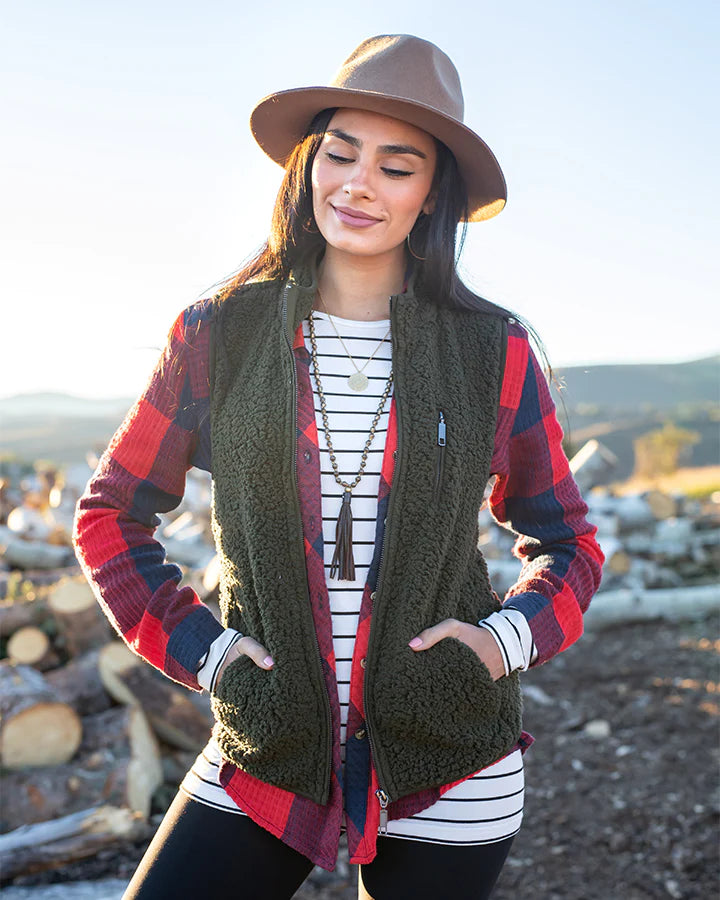 Sherpa Vest - Olive