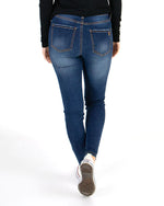 RePurpose Lightly Distressed denim in Dark Mid-Wash