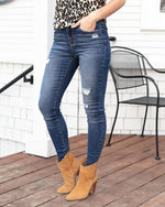 RePurpose Lightly Distressed denim in Dark Mid-Wash