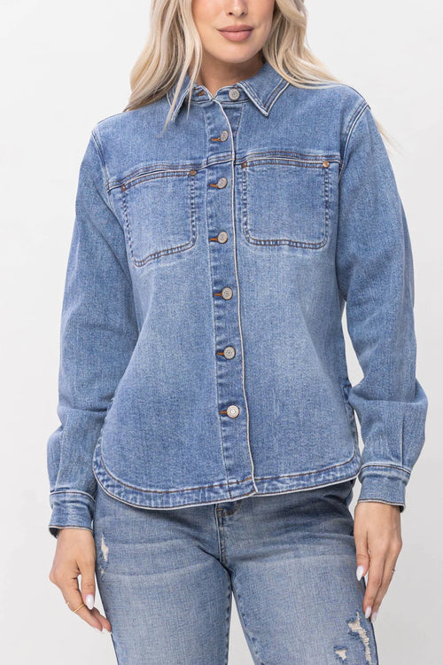 Clean Wash Denim Shacket